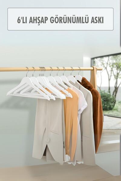 Hangora 6-панельна вішалка з дерева, біла, 44 см