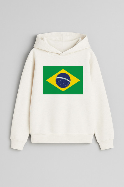 MODA Steagul Braziliei cu imprimeu Ecru Fete Băieți Copii cu glugă Swea tricou