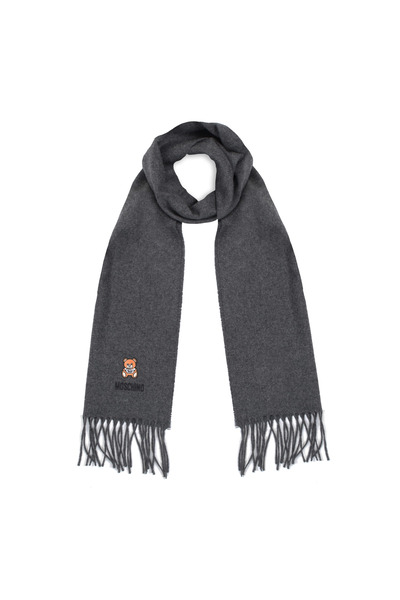 Love Moschino LOVE MOSCHINO SCARF, ANTHRACITE GREY, WITH LOGO, MERINOS WOOL, THIN, GIFT BOX