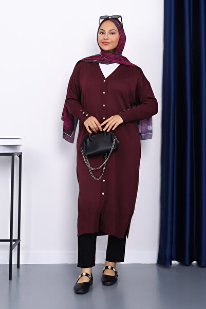 İmajButik Plum Cold Yarn Knitwear Cardigan
