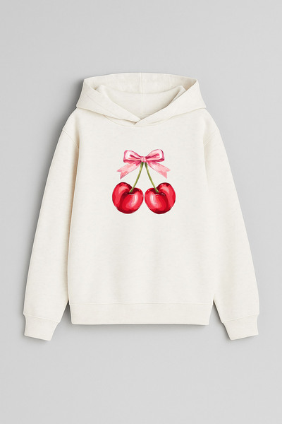 MODA Φούτερ Kiraz με τύπωμα Ecru για αγόρια και κορίτσια με κουκούλα