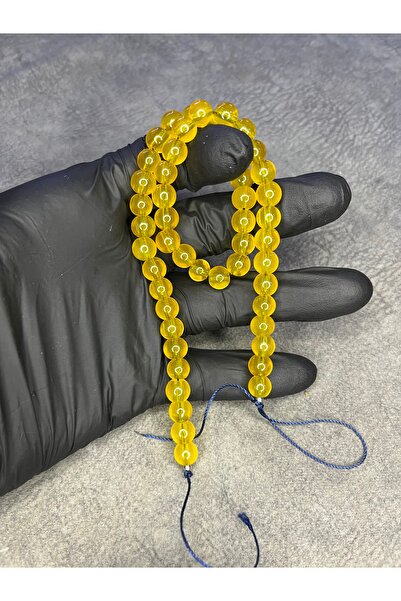 Mos Tespih Mărgele de sticlă galbenă, piatră naturală (un set are 50 de mărgele)