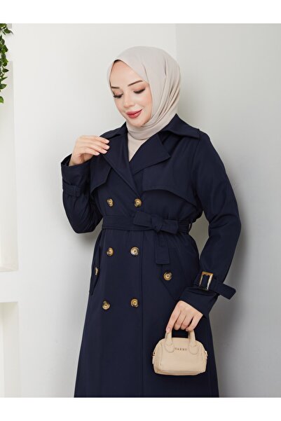 Vibeys Collection Kadın Arkası Düğme Detaylı Astarlı Trenç