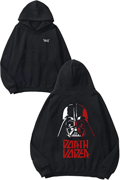 THEWERT Hanorac negru cu glugă cu imprimeu pe spate Star Wars Darth Vader 3 Design