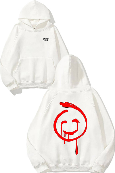 THEWERT Red John The Mentalist 1 Дизайн с печат на гърба Бяла суитшърт с качулка