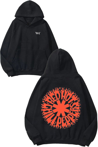 THEWERT Red Hot Chili Peppers 3 Design Back Printed Black Hooded Sweatshirt