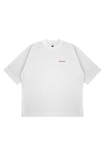 PURE EFFECT Unisex Oversize Beyazpeduseries Printed Boxy Fit Thick Fabric T-Shirt