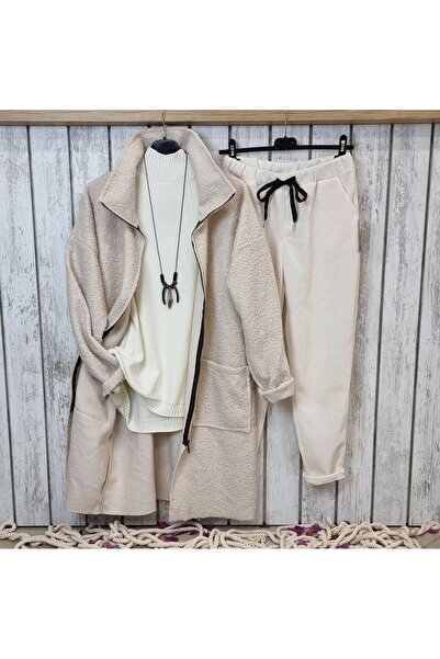 pudubutik Italian Boucle Coat Ecru