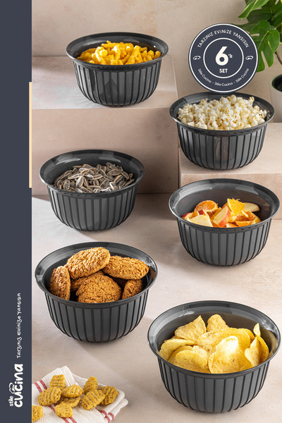Stile Cucina Linea 6-Piece Practical Snack Bowl Anthracite 500 ml