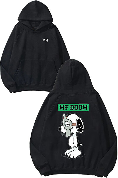THEWERT Mf Doom 5 Design Back Printed Black Hooded Sweatshirt