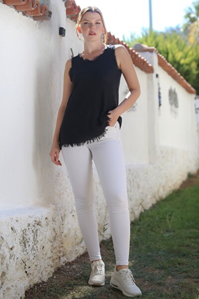 Chiccy Μαύρη μπλούζα από οργανικό βαμβάκι, αμάνικη, λεπτή, που πλένεται και ράβεται, μακριά υφαντή μπλούζα 78 60