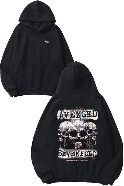 THEWERT Avenged Sevenfold 8 Design Back Printed Black Hooded Sweatshirt
