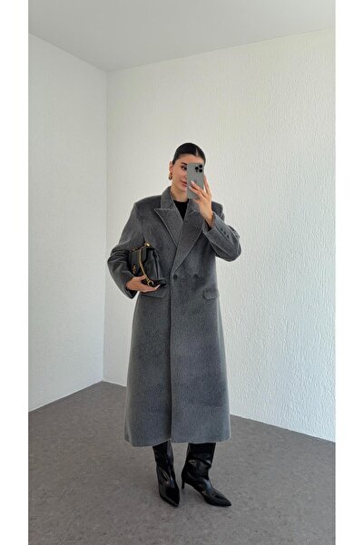 HAZELANNA Palton antracit cu barbă scurtă