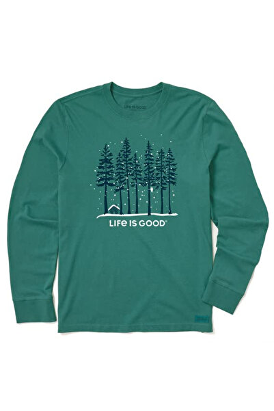 OEM Tricou bărbătesc slim cu mânecă lungă, verde brad, mărimea M