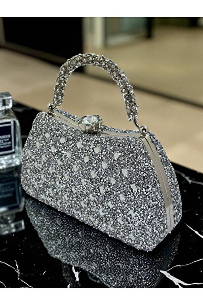 Wedding Fashion Silver Color Stone Women's Evening Dress Bag
