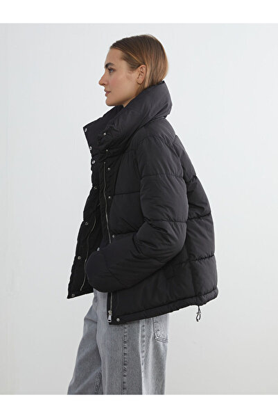 LC Waikiki Black Stand Collar Women's down Coat