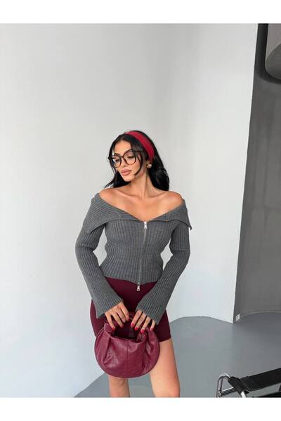 AFA COLLECTION Бордовий еспаньйолка з рукавом Дегайе комір Fermura Orme Жіночий трикотажний пуловер з кропу