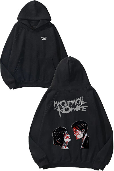 THEWERT My Chemical Romance 2 Design Back Printed Black Hooded Sweatshirt