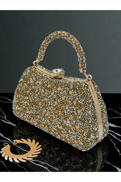 Wedding Fashion Gold Color Stone Women's Evening Dress Bag