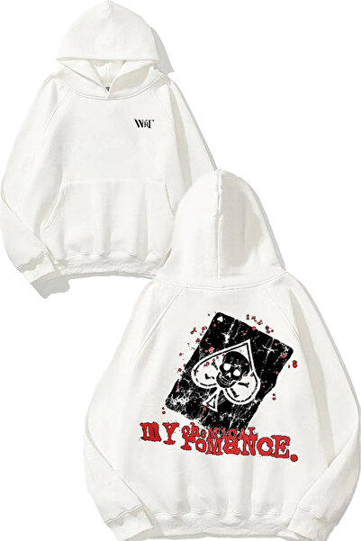 THEWERT Hanorac alb cu glugă cu imprimeu pe spate My Chemical Romance 9 Design