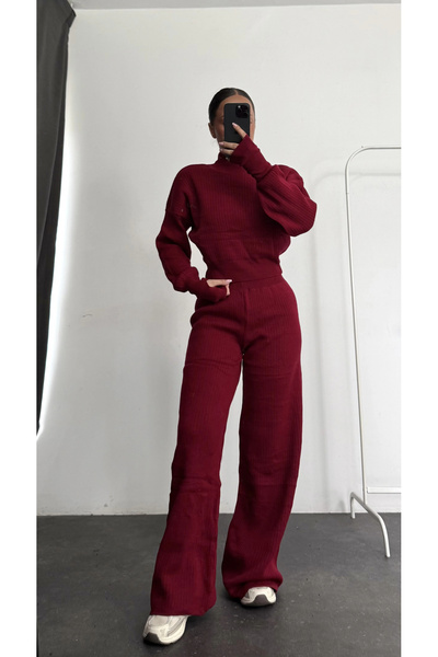 nona butik Monica Knitwear Set - Claret Red