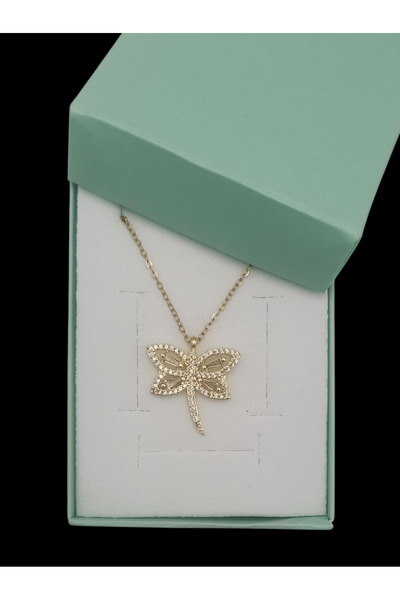 Bijuty Dragonfly Necklace with Steel Chain - Gold Color