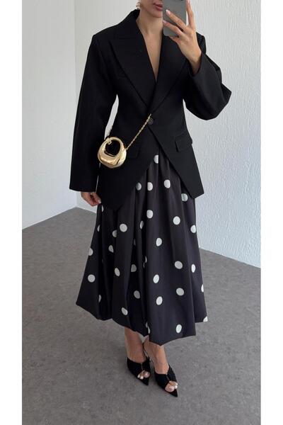 HAZELANNA White Polka Dot Balloon Skirt