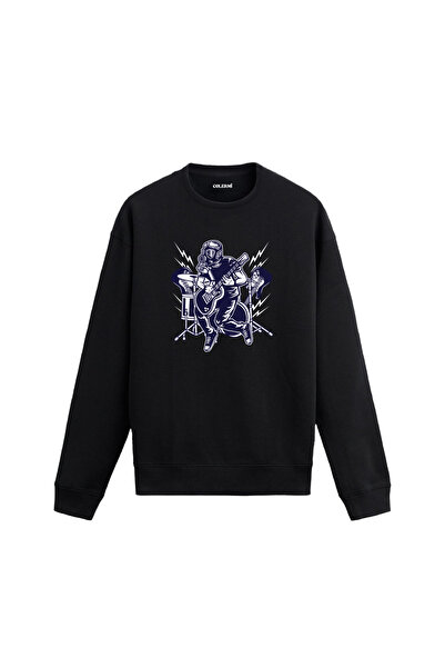 Colermi سويت شيرت مطبوع عليه عازف الجيتار مع قناع الغاز