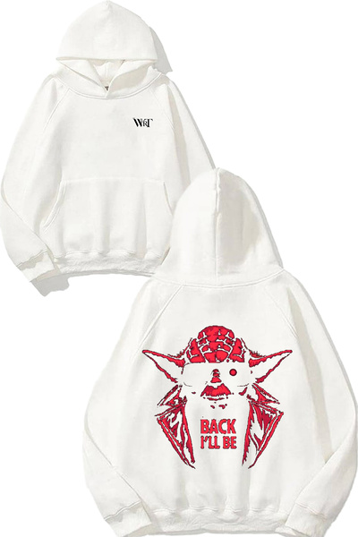 THEWERT Hanorac alb cu glugă cu imprimeu pe spate Star Wars Yoda 1 Design