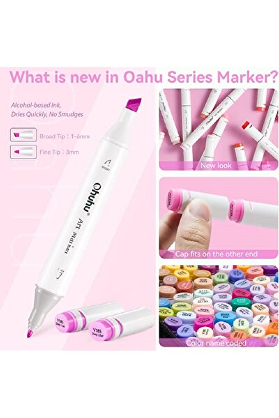 Ohuhu Oahu Set of 200 Markers, Alcohol Based, Dual Tips Fine&Chisel, Multicolor