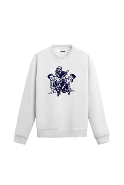 Colermi سويت شيرت مطبوع عليه عازف الجيتار مع قناع الغاز