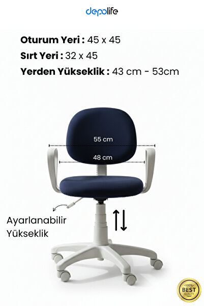 Depolife Ev Ofis Sekreter Personel Çalışma Sandalyesi Beyaz Büro Personel Çalışma Koltuğu