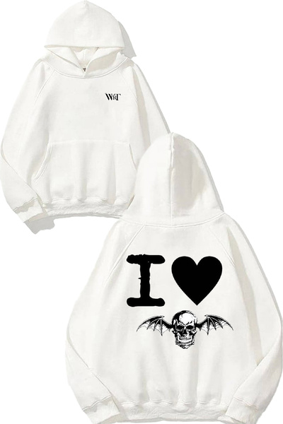 THEWERT Avenged Sevenfold 7 Design Back Printed White Hooded Sweatshirt