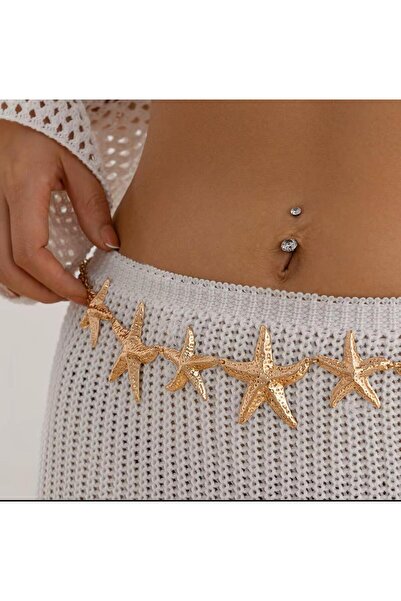 MODAM HİFA Star Buckle Chain Belt Women's Belt Dress Belt Waist Belt Body Belt