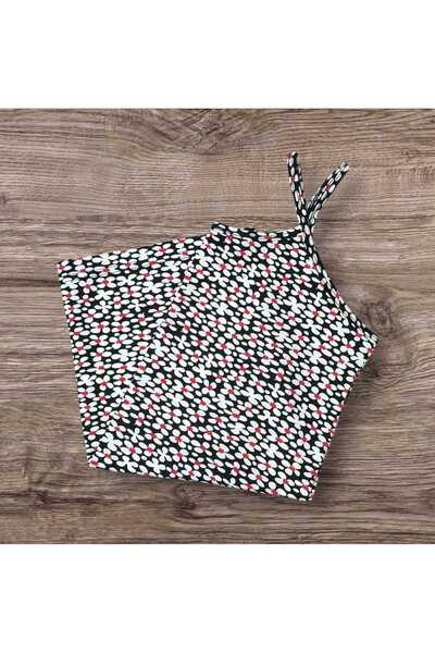 ESTA STORE White Black Red Floral Patterned Rope Strap