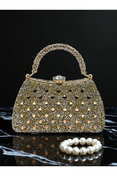 Wedding Fashion Gold Color Stone Women's Evening Dress Bag