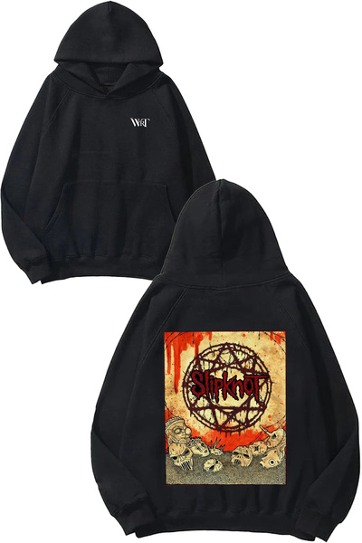THEWERT Slipknot Rock Music 19 Design Back Printed Black Hooded Sweatshirt