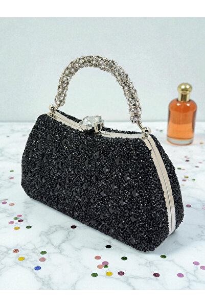 Wedding Fashion Black Color Stone Women's Evening Dress Bag