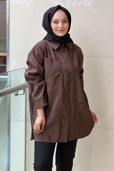 Ceremony Front Buttoned Long Shirt with Pocket Detail
