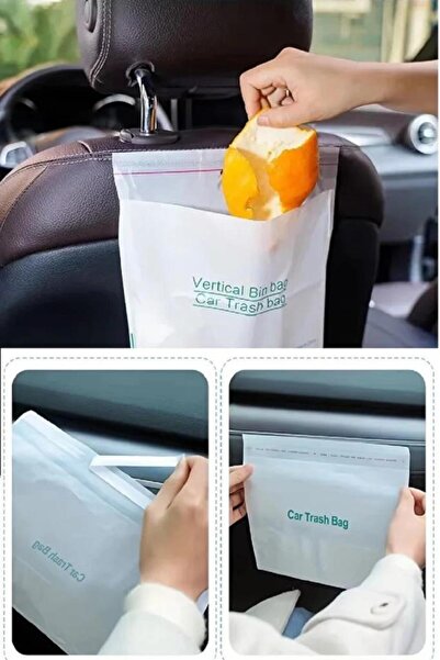 Nirnisa 20 li Su Geçirmez Araba Çöp Poşeti Yapışkanlı Araç İçi Kusmuk Torbası Ev Ofis Kamp Oto Aksesuar