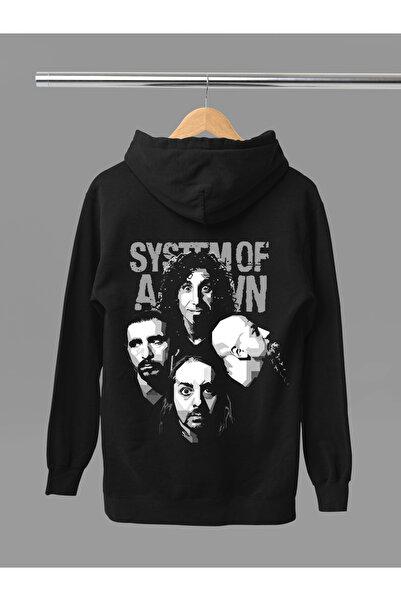 MAGORS System of a down Printed Cotton Long Sleeve Ribbed 3-Ply Hooded Rock Sweatshirt