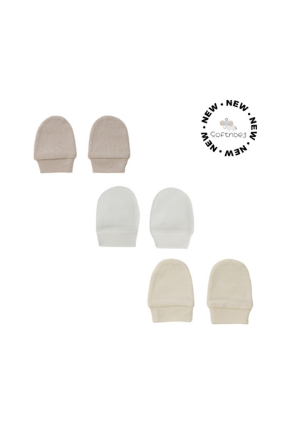 softnbej Organic Cotton 3-Piece Newborn Glove Set