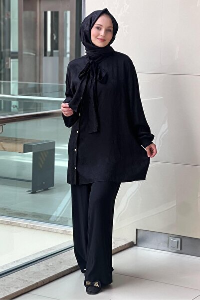 Ghisa Shawl Collar Patterned Shirt and Pants Set