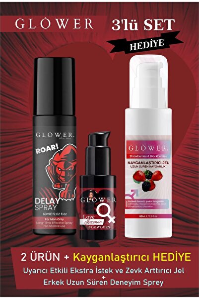 GLOWER SKİN CARE 3 lü set kadın İ.stek zevk a.rttırıcı Kayganlaştırıcı Long time
