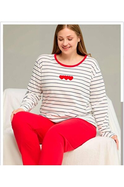 XORVİO Women's Seasonal Casual Home Wear Long Sleeve Plus Size Pajama Set