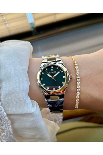 Homies ساعة يد نسائية باللون الأخضر والذهبي والفضي