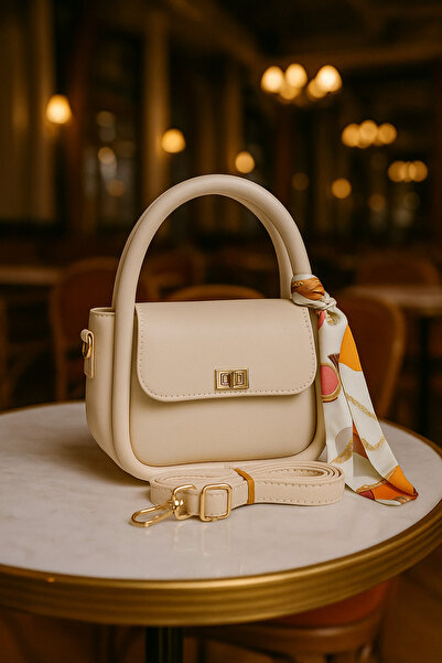 ESTUTE Luxury Gold Detailed Shoulder & Crossbody Bag with Shawl Accessories