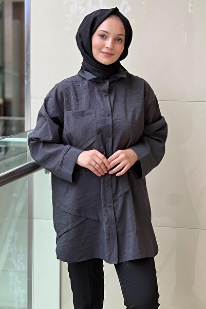 Ceremony Front Buttoned Long Shirt with Pocket Detail
