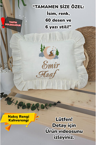 gros shop Müslin Yeni Doğan 4Katlı Organik %100Pamuk Kişiye Özgü Nakışlı Hast...