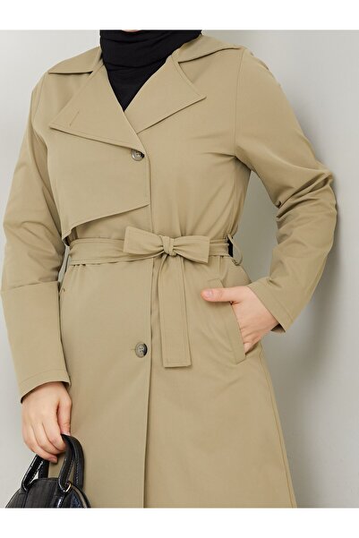 Vibeys Collection Women's Lycra Linen Fabric Trench Coat